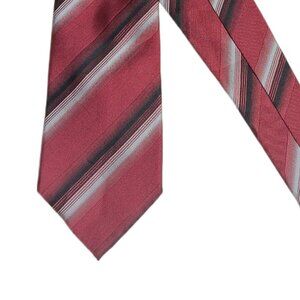 Van Heusen Stripe Satin Tie Men’s 61” Burgundy Black Polyester Classic Tie New